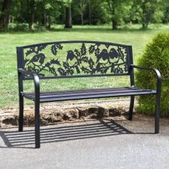 Bespoke Robins Iron & Steel Park Bench In Black -Garden Supply Discount Store bespoke robins iron steel park bench in black 6