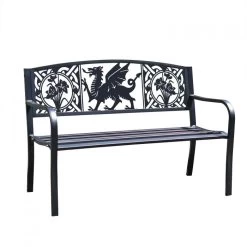 Garden Supply Discount Store -Garden Supply Discount Store bespoke welsh dragon iron steel park bench in black 1