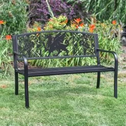 Bespoke Welsh Dragon Iron & Steel Park Bench In Black -Garden Supply Discount Store bespoke welsh dragon iron steel park bench in black 3
