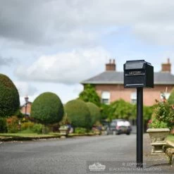 “Royal Farringdon” Black Post Box Complete With Stand -Garden Supply Discount Store black and gold royal farringdon black post box