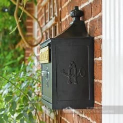 Black "The Suffolk" Post Or Parcel Box -Garden Supply Discount Store black and gold suffolk post or parcel box