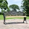 The Mortimer Aged Black Cast Iron Dog Two Seater Bench -Garden Supply Discount Store black cast iorn bench wood slats 1