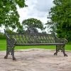'The Bartholomew' Aged Black Cast Iron Gothic Three Seater Bench -Garden Supply Discount Store black cast iron bench 1 1