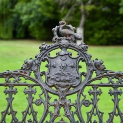 'The Bartholomew' Aged Black Cast Iron Gothic Three Seater Bench -Garden Supply Discount Store black cast iron bench 4 1