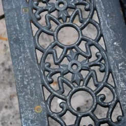 'The Bartholomew' Aged Black Cast Iron Gothic Three Seater Bench -Garden Supply Discount Store black cast iron bench 6 1