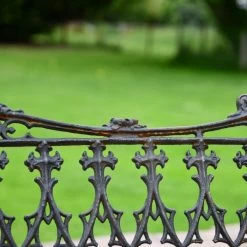 'The Bartholomew' Aged Black Cast Iron Gothic Three Seater Bench -Garden Supply Discount Store black cast iron bench 7 1