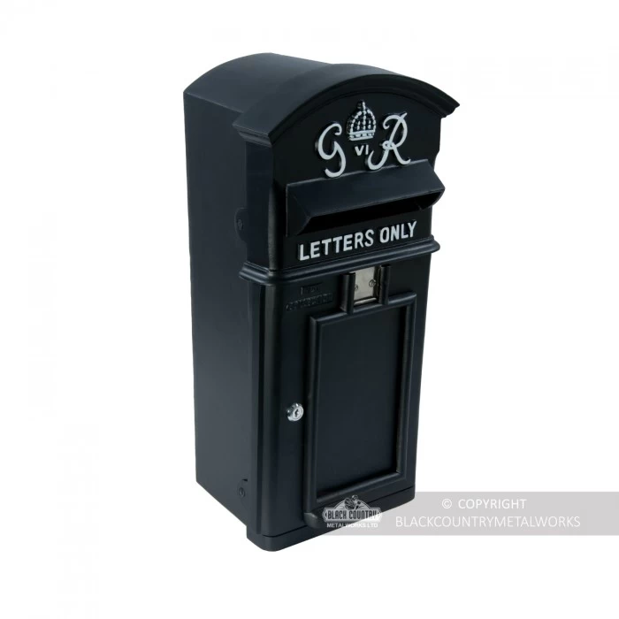 Black Curved Top GR Post Box & Stand 3 Black Curved Top GR Post Box & Stand