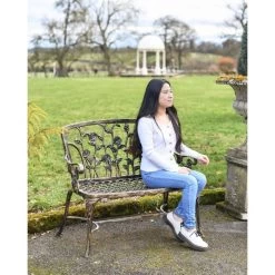 Black & Gold Rose Design Bench 10 Black & Gold Rose Design Bench -Garden Supply Discount Store black gold rose design bench 1