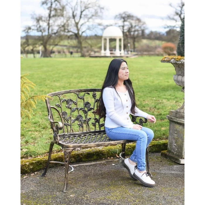 Black & Gold Rose Design Bench 4 Black & Gold Rose Design Bench - Image 2