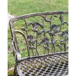 Black & Gold Rose Design Bench 11 Black & Gold Rose Design Bench -Garden Supply Discount Store black gold rose design bench 2
