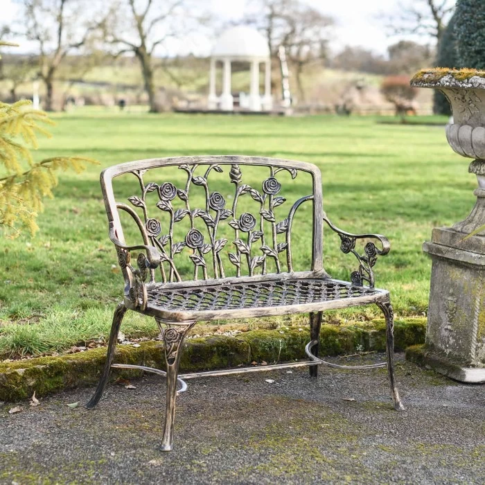 Black & Gold Rose Design Bench 3 Black & Gold Rose Design Bench