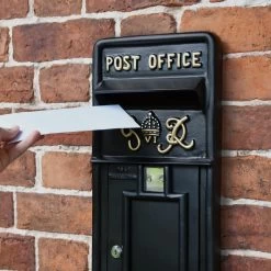 Black "King George" Rex Post Box Front -Garden Supply Discount Store black king george rex post box front 2