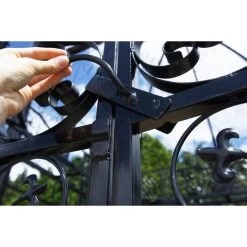 The LUXURY " Royal Alexandria" Wrought Iron Pavilion -Garden Supply Discount Store black royal alexandria garden gazebo close up
