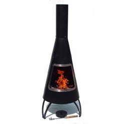 Black & Steel Finish Contemporary Chimenea - 125cm