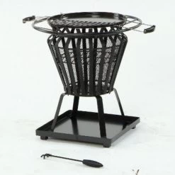 Black Traditional Brazier Fire Basket & Grill