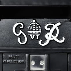 Black & White Slim King George Post Box -Garden Supply Discount Store black white slim line gr post box 5