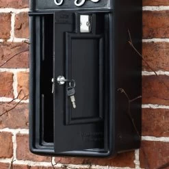 Black & White Slim King George Post Box -Garden Supply Discount Store black white slim line gr post box 7