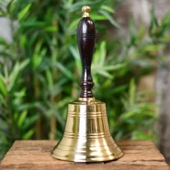 Polished Brass Hand Bell 142mm Dia (5.75") - Rosewood Handle