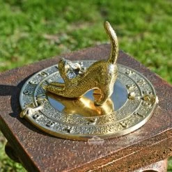 Polished Brass Cat And Mouse Sundial - 180mm -Garden Supply Discount Store brass cat mouse sundial