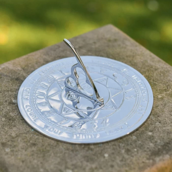 Bright Chrome Compass Point Sundial- 180mm 3 Bright Chrome Compass Point Sundial- 180mm
