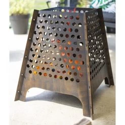 Bronze Contemporary Dotted Brazier Fire Basket -Garden Supply Discount Store bronze contemporary dotted fire basket 3