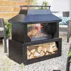 Bronze Finish Wood Burner And Log Store -Garden Supply Discount Store bronze finish wood burner and log store 3