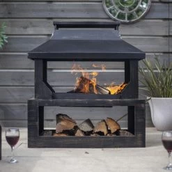 Bronze Finish Wood Burner And Log Store -Garden Supply Discount Store bronze finish wood burner and log store 5