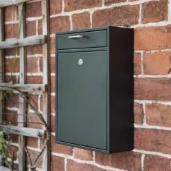 "Brookville" Black Wall Mounted Post Box -Garden Supply Discount Store brookville black wall mounted post box 2 2