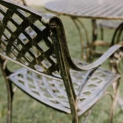 Brushed Gold "Chigwell" Circular Four Seater Table & Chair Set -Garden Supply Discount Store brushed gold chigwell circular four seater table chair set