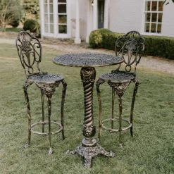 Brushed Gold "Rosebud" High Bar Dining Set -Garden Supply Discount Store brushed gold rosebud high bar dining set