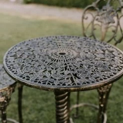 Brushed Gold "Rosebud" High Bar Dining Set -Garden Supply Discount Store brushed gold rosebud high bar dining set 3