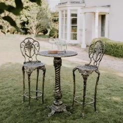 Brushed Gold "Rosebud" High Bar Dining Set -Garden Supply Discount Store brushed gold rosebud high bar dining set 4