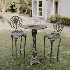 Brushed Gold "Rosebud" High Bar Dining Set -Garden Supply Discount Store brushed gold rosebud high bar dining set 6