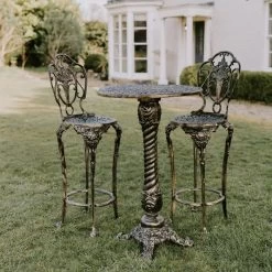 Brushed Gold "Rosebud" High Bar Dining Set -Garden Supply Discount Store brushed gold rosebud high bar dining set 8