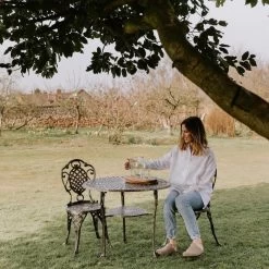 Brushed Gold "Wentworth" Two Seater Dining Set -Garden Supply Discount Store brushed gold wentworth two seater dining set