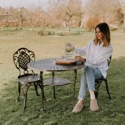 Brushed Gold "Wentworth" Two Seater Dining Set -Garden Supply Discount Store brushed gold wentworth two seater dining set 5