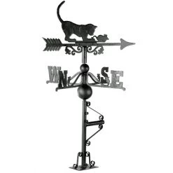 Standard Cat & Mouse Weathervane Made In Cast Iron -Garden Supply Discount Store cast iron cat and mouse weathervane in black 2 1