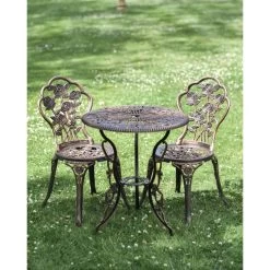 Cast Aluminium "Blossom" Bronze Two Seater Bistro Set -Garden Supply Discount Store cast aluminium 22blossom 22 bronze two seater bistro set 4