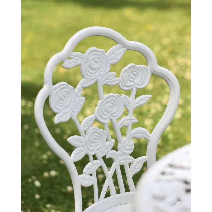 Cast Aluminium "Blossom" White Two Seater Bistro Set 9 Cast Aluminium "Blossom" White Two Seater Bistro Set - Image 7