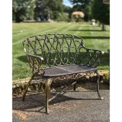 Cast Aluminium "Halter" Two Seater Garden Bench -Garden Supply Discount Store cast aluminium 22halter 22 two seater garden bench 2