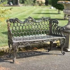 Cast Aluminium "Roman Buckle" Three Seater Garden Bench