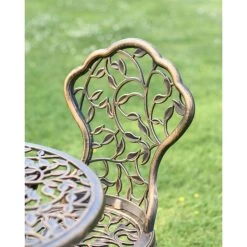 Cast Aluminium "Rosette" Bronze Two Seater Bistro Set -Garden Supply Discount Store cast aluminium 22rosette 22 bronze two seater bistro set 3