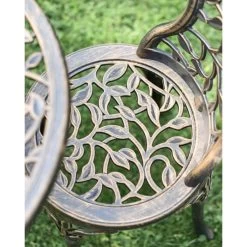 Cast Aluminium "Rosette" Bronze Two Seater Bistro Set -Garden Supply Discount Store cast aluminium 22rosette 22 bronze two seater bistro set 4