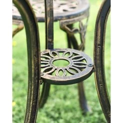 Cast Aluminium "Rosette" Bronze Two Seater Bistro Set -Garden Supply Discount Store cast aluminium 22rosette 22 bronze two seater bistro set 7