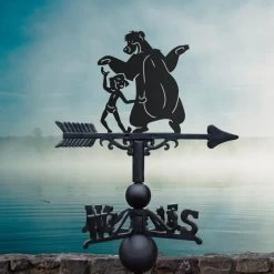 Cast Iron & Steel "Bear Necessities" Cartoon Weathervane -Garden Supply Discount Store cast iron steel 22bear necessities 22 cartoon weathervane 1