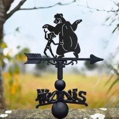 Cast Iron & Steel "Bear Necessities" Cartoon Weathervane