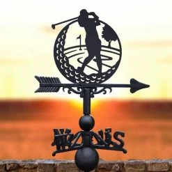Cast Iron & Steel Female Golfer Weathervane -Garden Supply Discount Store cast iron steel female golfer weathervane 3