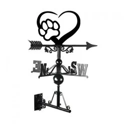 Cast Iron & Steel Heart & Paw Print Weathervane -Garden Supply Discount Store cast iron steel heart paw print weathervane 1