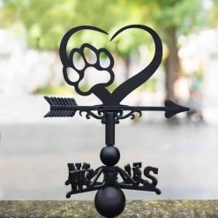 Cast Iron & Steel Heart & Paw Print Weathervane -Garden Supply Discount Store cast iron steel heart paw print weathervane 3