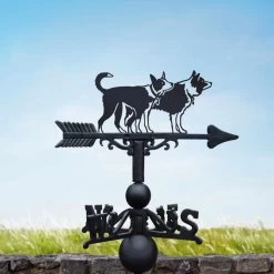 Cast Iron & Steel Pair Of Border Collies Weathervane -Garden Supply Discount Store cast iron steel pair of border collies weathervane 3